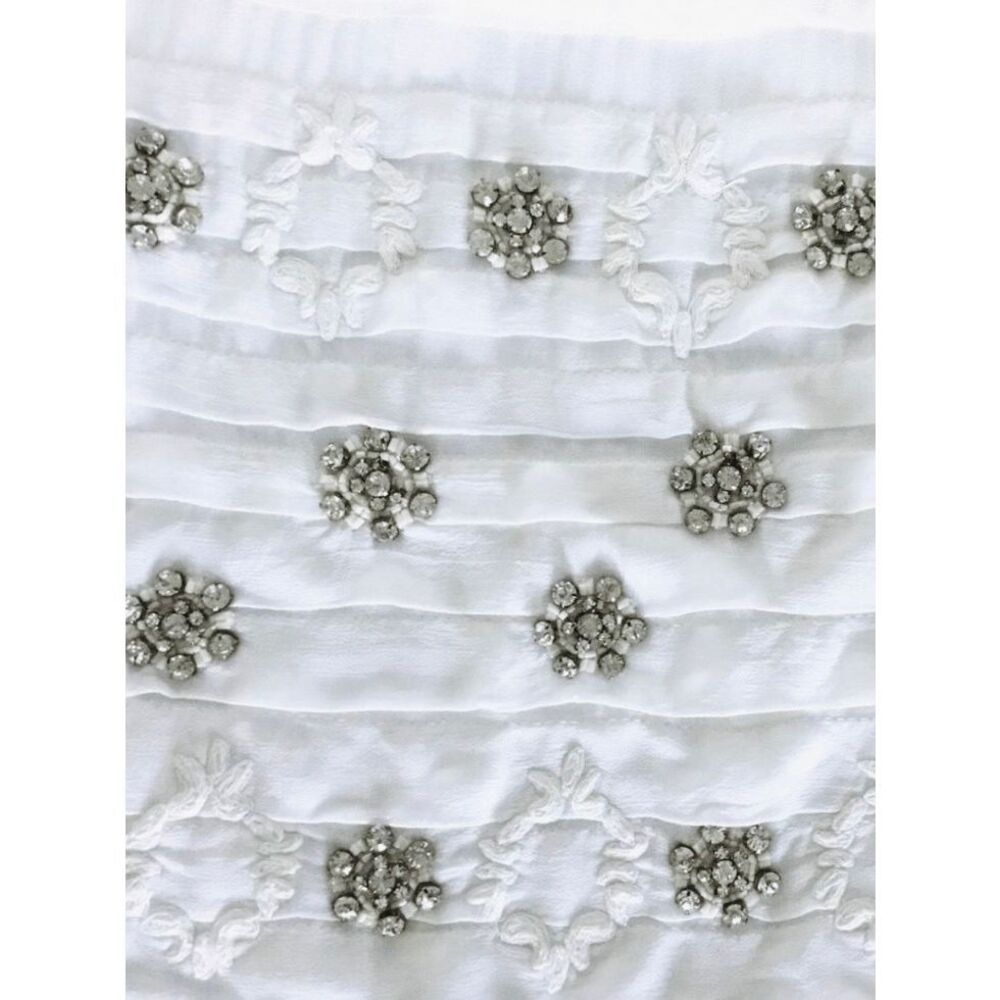 Anthropologie Moulinette Soeurs Womens S Calla Lily Rhinestone Pleated White Sho - Picture 9 of 10